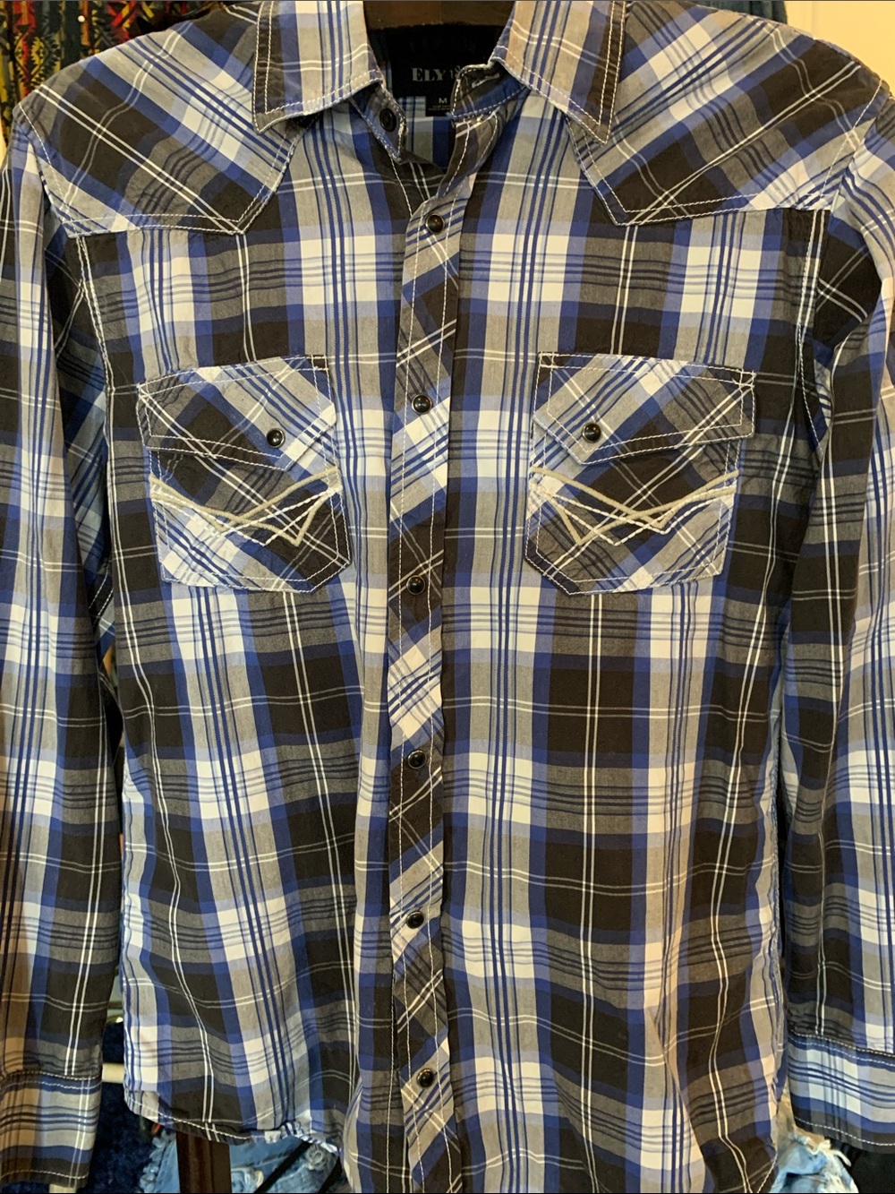 Ely & Walker Men's Blue Plaid Button-Up Shirt